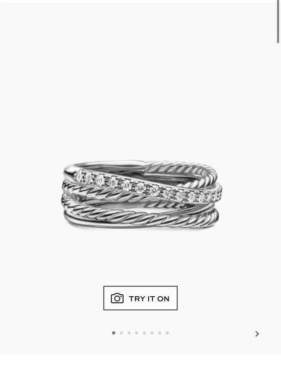 David Yurman Sterling Silver Diamond Crossover Band - Silver - Picture 4 of 7